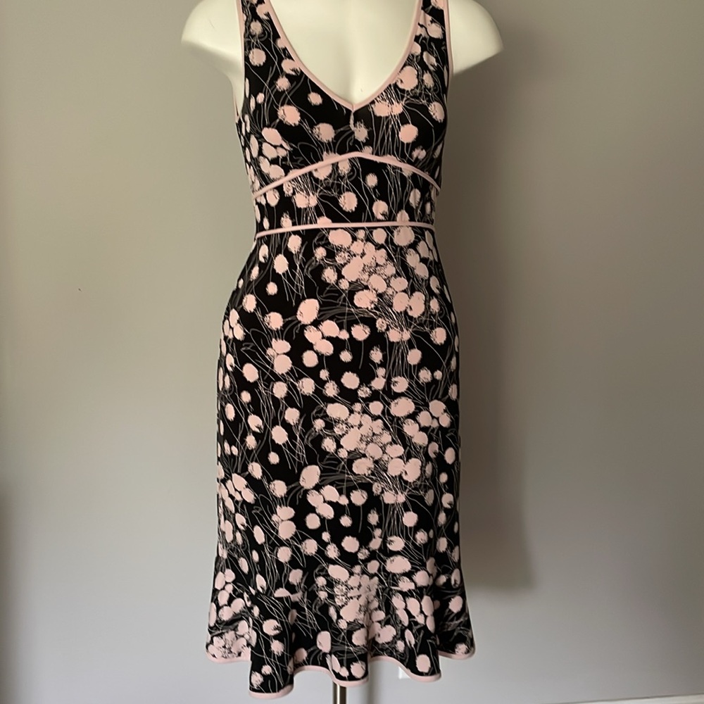 BCBGMaxAzria Pink & Black Floral Puffs Dress